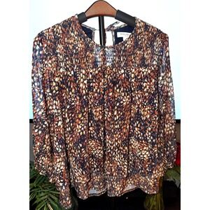 Skye's The Limit Petite Smocked Boho Blouse PL Tie Back Fall Boho Whimsygoth Top